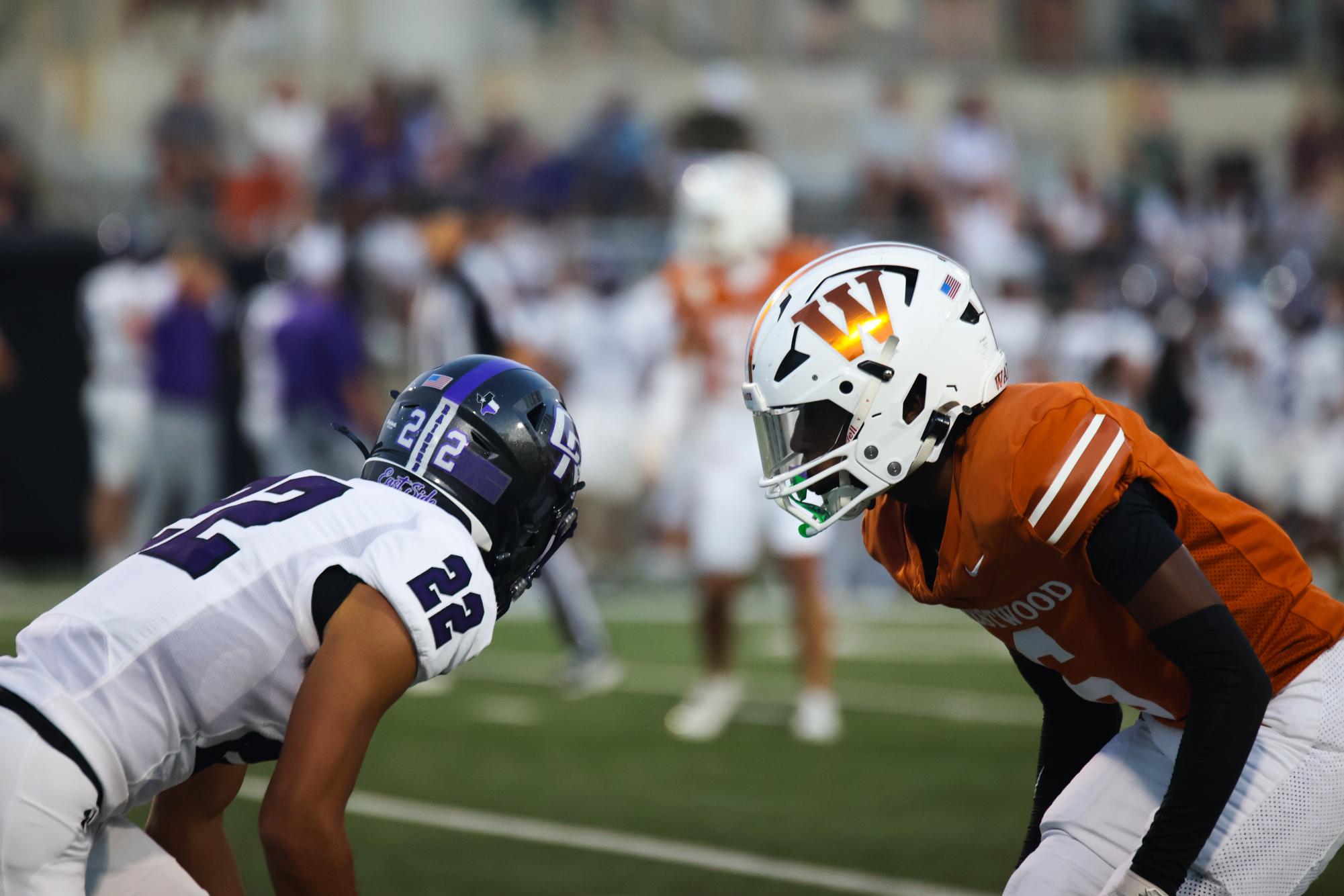 Eyes on his target, Dre Kyles '28 prepares to launch on the offensive player as the Raiders begin their play. While Warrior defense consistently slowed the Raiders down, the Raiders still managed sporadic touchdowns, eventually driving them to victory. 