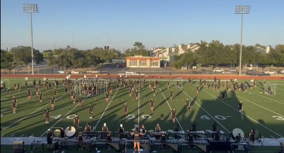 The Westwood Warrior Marching Band kicked off their season with their band camp and annual Exhibition performance. They learned parts 1 and 2 of this year's show, "Birds on a Wire." Photo courtesy of Brittany Dacy